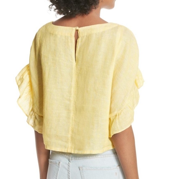 JOIE Febronia Ruffle Sleeve Linen Crop Top - Picture 2 of 11